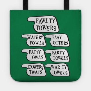 Watery Fowls, Flay Otters, Fatty Owls, Farty Towels, Warty Towels Tote