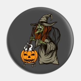 Halloween witch and pumpkin Pin