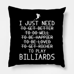 Cue to Triumph: Billiards, Betterment, Happiness, Love, Riches! Pillow