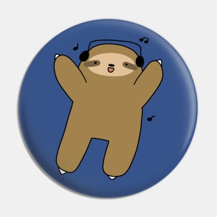 Dancing Headphones Sloth Pin