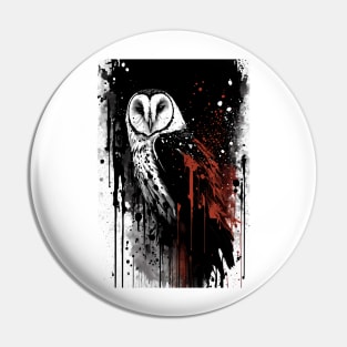 Barn Owl Ink Painting Pin