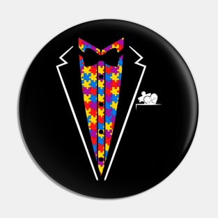 Mens Tuxedo Bow Tie Puzzle Autism Awarenesss Pin