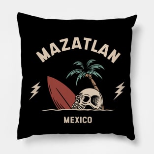 Vintage Surfing Mazatlan, Mexico Pillow