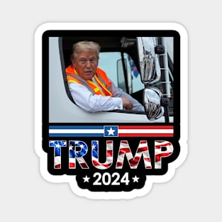 Donald Trump In Garbage Truck Team Garbage For Trump 2024 Magnet