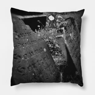 Tombstone and Cute Grim Reaper in Graveyard Pillow