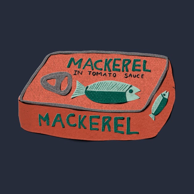 Mackerel vintage tin paper cut illustration by Kimmygowland