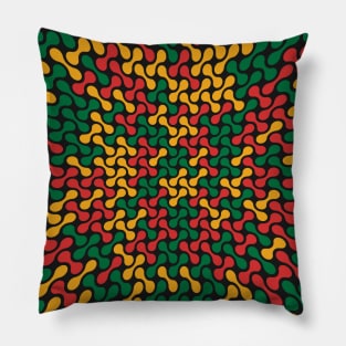 Warped Metaballs Pattern (Rasta Colours) Pillow