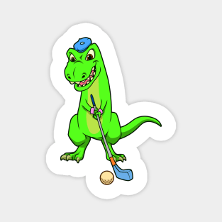 Cartoon dinosaur playing golf - golfer Magnet
