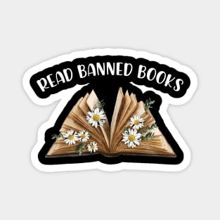 Floral Read Banned Books, Teacher Librarian Gift, Magnet