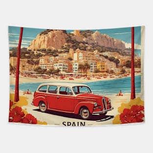 Mallorca Beaches Spain Travel Tourism Retro Vintage Tapestry