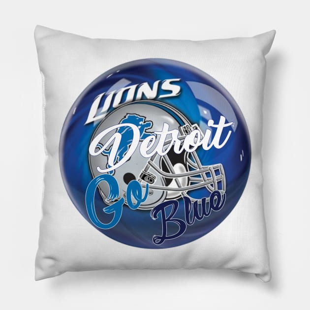 detroit lions Pillow by Light Up Glow 