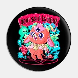 Womens Your soul is mine! Kawaii Baal Demon Cute Lucifer Baphomet Pin