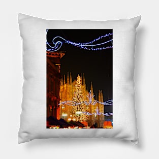 Milan. Duomo with Street Lights. Italy 2010 Pillow