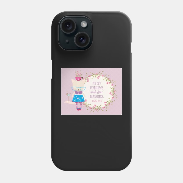 My Cup Overflows Kids Scripture Art Phone Case by greenoriginals