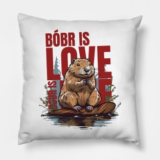 Bóbr is Love Bóbr is Life | Bobr Bober Beaver Biber Pillow