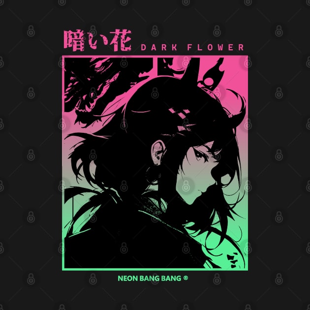 "Dark Flower" Cyberpunk Aesthetic Vaporwave Anime Manga Girl Japanese Streetwear by Neon Bang Bang