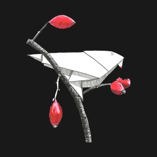 Fruit eating origami bird T-Shirt