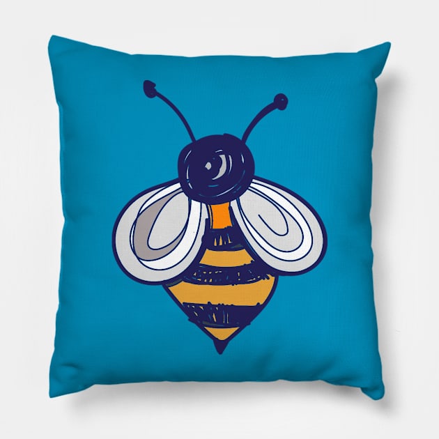 Honey Bee, Cute, Fun Drawing of a Honey Bee Pillow by 1FunLife
