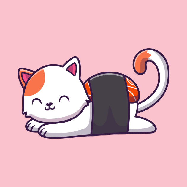 Cute Cat Sushi Salmon by Catalyst Labs