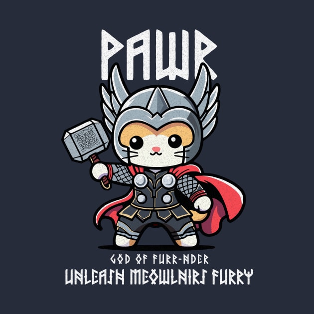 Kawaii Cat in Thor Costume - Almighty Pawr! by Designed By Marty