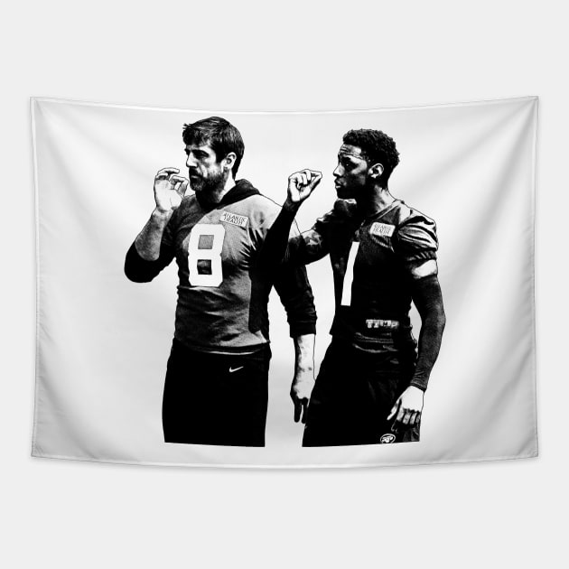 Handshake Aaron Rodgers x Sauce Gardner Tapestry by Puaststrol