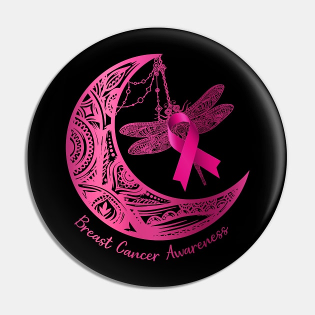 Henna Moon Dragonfly Breast Cancer Awareness Pin by Chapmanx