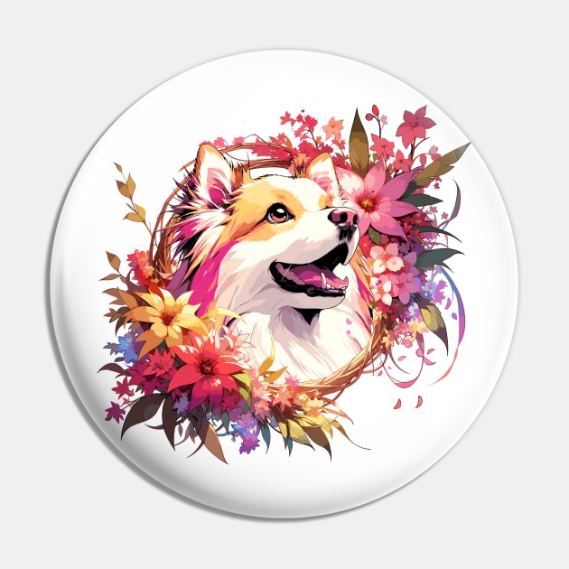 Icelandic Sheepdog Joyful Portrait, Mother's Day Dog Mom Gift Pin by ArtRUs