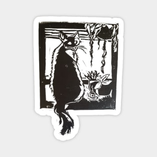 Coffee Cats and Houseplants Lino Magnet