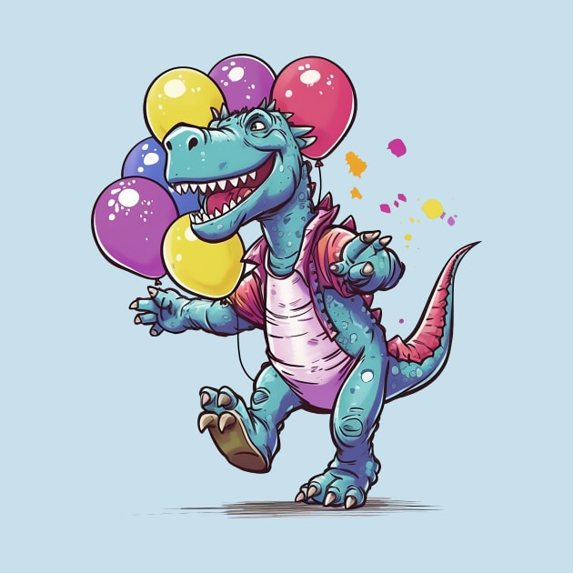 Dino and balloons by DavidLoblaw