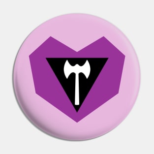 Labrys Lesbian Flag Geometric Heart Pin