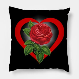 Love Heart Red Rose Pillow