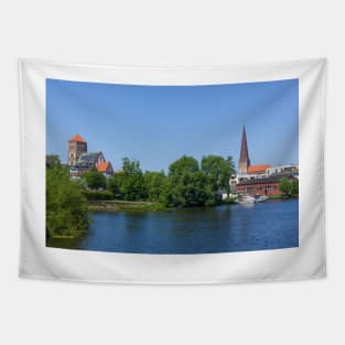 Germany; Northern Germany; Mecklenburg-Western Pomerania; Rostock; Church; Nikolai Church; St. Peter's Church; Warnow; flow Tapestry