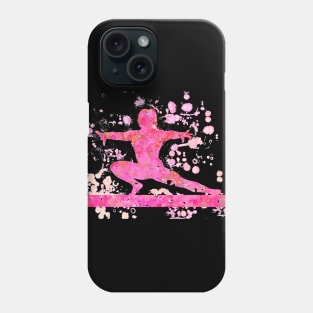 Gymnast on Beam Silhouette Abstract Watercolor Design in Pinks Phone Case