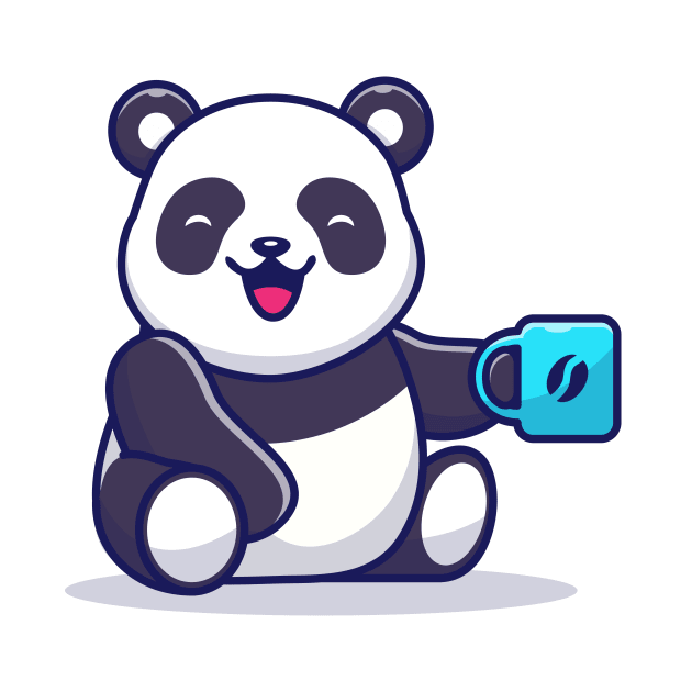 Cute Panda Holding Cup of Coffee by Catalyst Labs