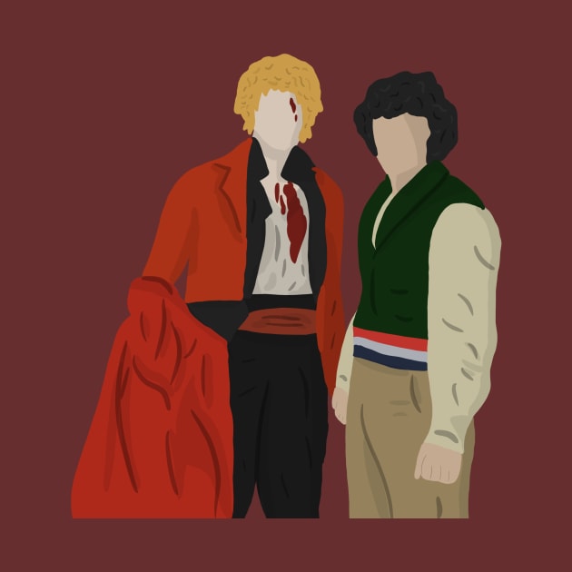 Enjolras and Grantaire dying holding hands by byebyesally