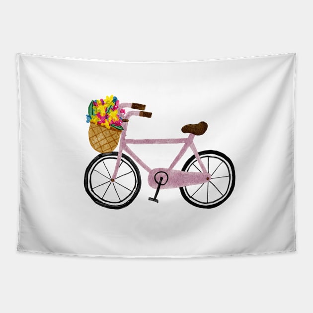 Watercolor bike illustration Tapestry by chris@christinearnold.com