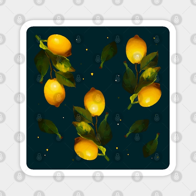 Seamless lemon pattern Magnet by shikita_a