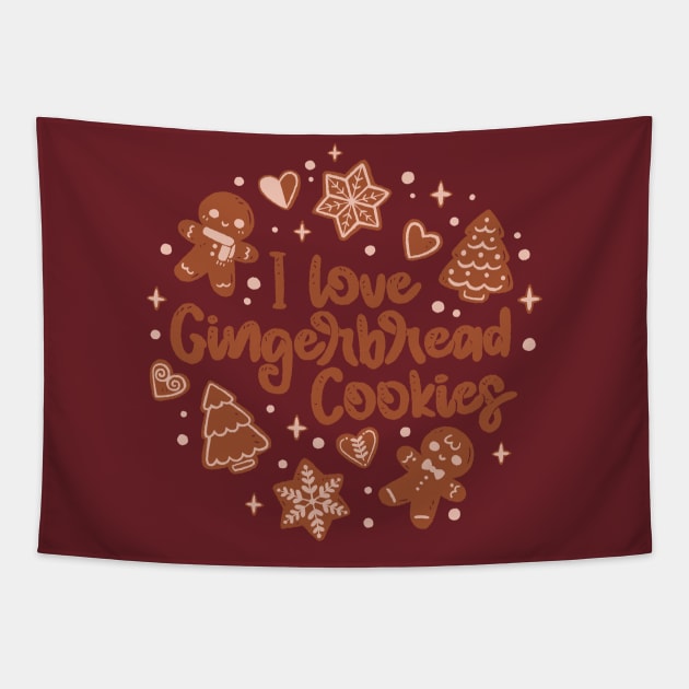 I Love Gingerbread Cookies Tapestry by xMorfina