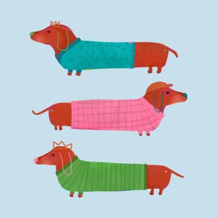 Triple Dachshund Wiener Dog Art T-Shirt