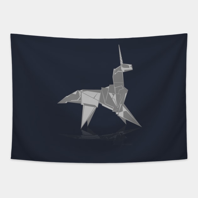 Origami Unicorn Tapestry by synaptyx