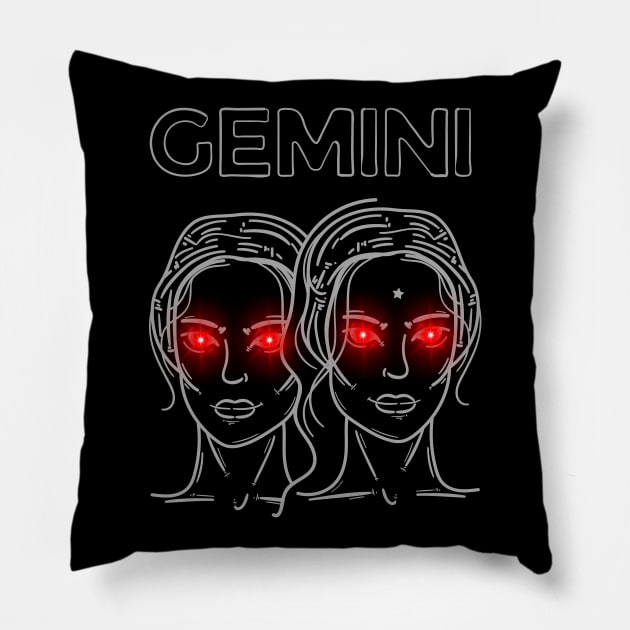 Gemini | Evil Red Eyed Twins Pillow by MysticZodiac