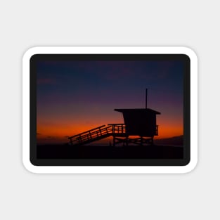 Sunset Lifeguard Hut, Zuma beach, Malibu, California Magnet