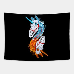 Elemental Divergence Double Skull Unicorn Tapestry