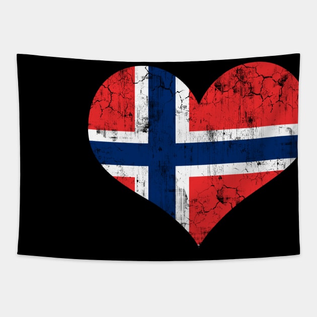 Norway Norwegian Flag Heart Norge Love Distressed Tapestry by E