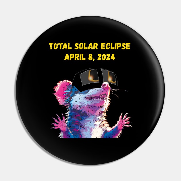 Total Solar Eclipse 2024 Grunge Possum Pin by Rocky Ro Designs