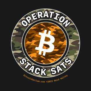 Operation Stack Sats Camo Orange Bitcoin Logo T-Shirt