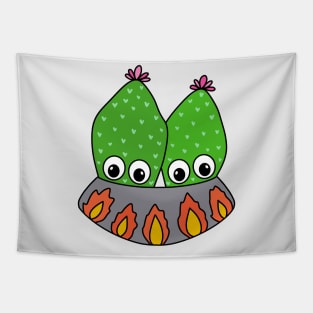 Cute Cactus Design #310: Cacti Couple In A Nice Pot Tapestry