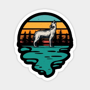 Hiking Wolf Retro Hiker Camping Outdoor Magnet