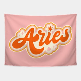 Retro Aries Horoscope Sign // Vintage Aries Zodiac Sign Tapestry