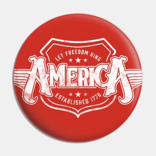 America - Shield Design (Worn White on Red) Pin